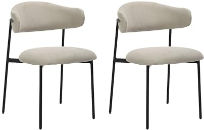 byLIVING Esszimmerstuhl 2er-Set Jersey, Webstoff Taupe, Metall schwarz