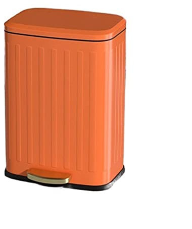 Poubelle de recyclage à pédale double couche en acier inoxydable de grande capacité pour la maison, la cuisine et le salon, couleur orange, écologique pour tri recyclable