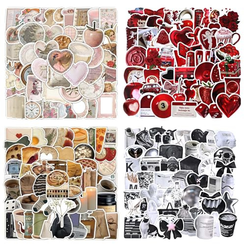HJZHII 226 Stück Sticker Aesthetic, Deko Aesthetic Sticker | Ästhetische Vinyl Scrapbook Stickers, Journal, Y2K Accessoires, Ästhetik Set, Vintage Zubehör, Wasserfestes Papier