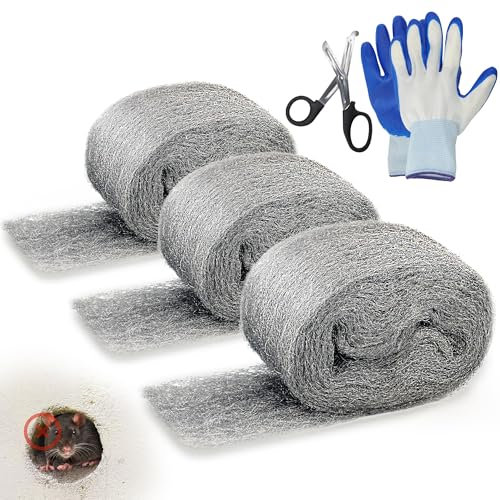 Qiang Ni Steel Wool #0000: Bronze Steel Wire Wool Pads for Mice Control - Protection for House Garage Garden Holes Walls Fill - Urban Apartment Homeowners - 3 Packs