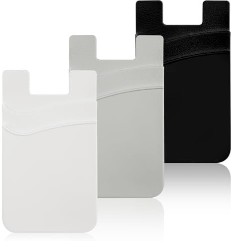 Lotsdonxia Silicone Cell Phone Card Holder, Cell Phone Pocket Self Adhesive Card Holder for Storing Credit Cards and IDs(Black,White, Gray)