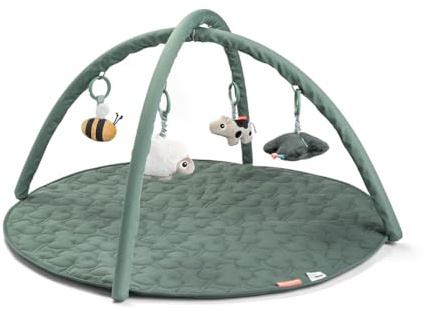 Done by Deer Spielbogen Baby mit Spielmatte und 4 x Anhänger/Babyspielzeug - Rassel, Glöckchen, Knisterelement und Spiegel - Play Mat/Spieldecke für Babies ab 0 Monate