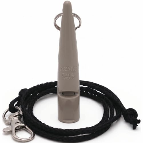 ACME 211.5 Professionelle Hundetrainingspfeife mit Umhängeband, BPA-freier Kunststoff, 90 dBA. Standardisierte Frequenz 5400 Hz für größere Rassen, wetterfest, hergestellt in Großbritannien (Nerzgrau)