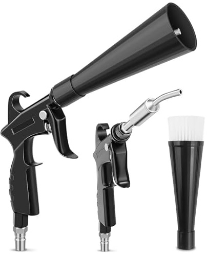MIAOLLUN Pistolet De Nettoyage À Sec, Soufflette De Voiture À Haute Pression avec 2 Buses, Compresseur Outil De Détail Pneumatique pour Le Nettoyage De La Poussière, Détail De Voiture