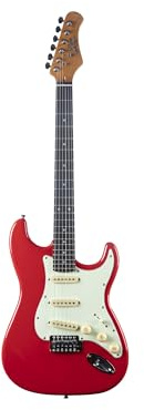 EKO GUITARS - Chitarra Elettrica ST‑300, Corpo Pioppo, Manico Acero, Tastiera Laurel, 3 Pickup Single‑Coil, Ponte Tremolo, Colore Fiesta Red