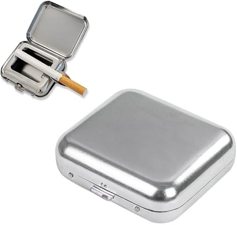 Taschenaschenbecher für Unterwegs, Tragbarer Edelstahl Quadratisch Taschenaschenbecher Geruchsdicht mit Deckel,Reiseaschenbecher für Outdoor Reisen Camping Bar