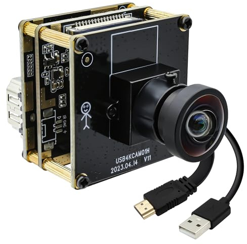 Accum 4K HDMI USB Kamera, 120°Weitwinkel, H.265 H.264 Lightburn Kameramodul | IMX415 Sensor, 4K 30FPS, USB Kameramodul für Lasergravierer, Plug and Play, USB HDMI Dual Out Webcam für Video konferenzen