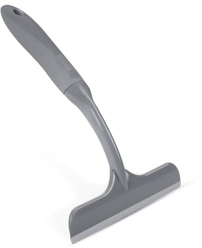Zuvo - Shower Squeegee for Glass, Windows & Mirrors – Multipurpose Rubber Blade Glass Wiper with Non-Slip Handle – Bathroom, Car & Kitchen Cleaner, Grey