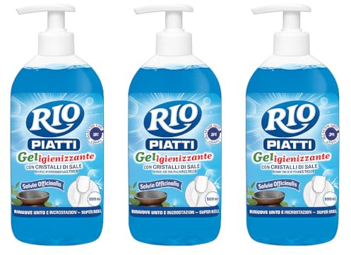 Rio Azzurro Piatti con Dispenser 500ml – Detersivo Piatti 2 Profumazioni Confezione da 3 o 6 Pezzi (3, Salvia)