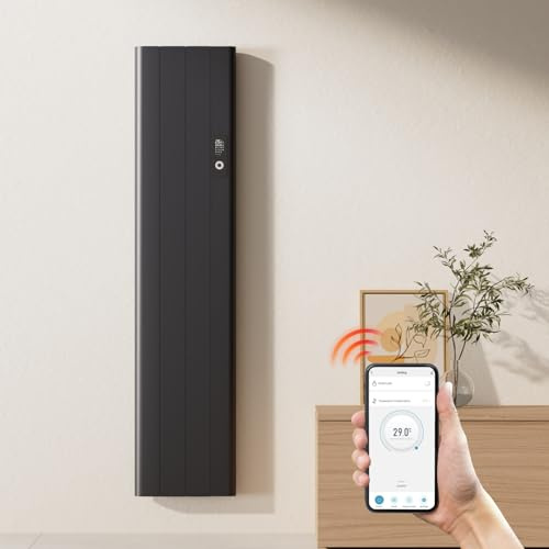 EMKE Calefactor Eléctrico de Pared 1000W – Calefacción Suplementaria con Control WiFi por APP, Bajo Consumo Energético, Pantalla LCD, Antracita