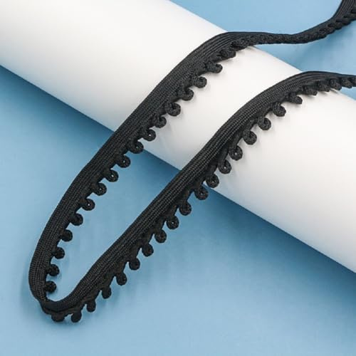 Yalulu 10 Meters Knopfloch Buttonhole Band Blauer Knopf Schlaufenband Knopfschlaufe Zum Nähen von Kostümen Basteln Kleidern Nähornament (Schwarz)