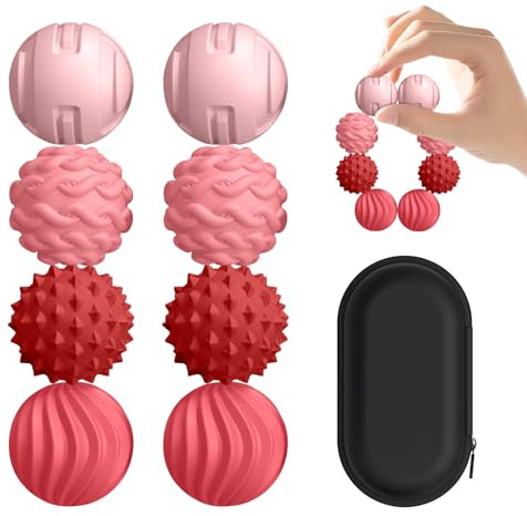 XYOFUN 8 Stück Magnetische Silikon-Fidget-Toys, Rosa | Sensorische strukturierte Stressbälle, Schreibtischspielzeug für Büro und Zuhause, tolle Geschenkidee für Männer und Frauen