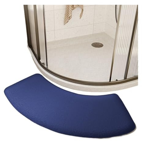UJEDFHV Curved bath mat Thickened Bathroom Absorbent Mat Curved Shower Room Door Toilet Foot Non-slip Entrance(Blue)