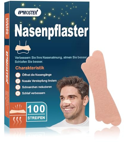 100pcs Nasenpflaster Schnarchen, Nasenstrips Besser Atmen, Nose Strips Anti Schnarch für Sport und Schlaf