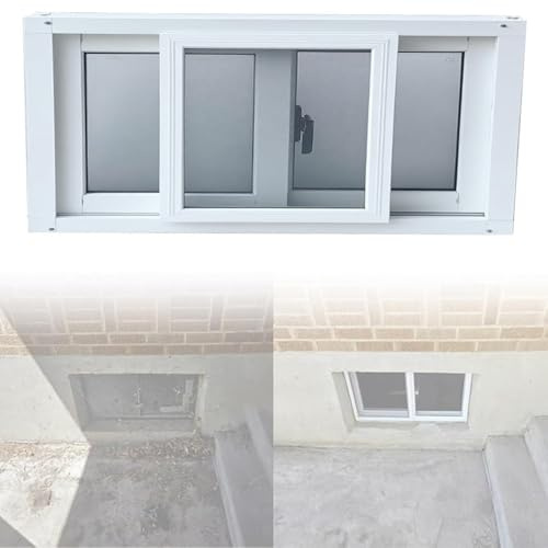 Seminterrato Case Finestra Scorrevole Con Zanzariera - Telaio In Lega Di Alluminio, Finestre Sostitutive Per Bagno Capanno Pollaio(91x51cm)