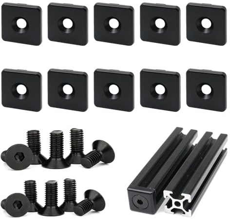 BLCCLOY 10Pcs 4040 Aluminum Extrusion T Slot End Cap Bracket 40 Series Extruded Hardware Cover with Screws for 80 20 40/40 4080 T V Slot Black Aluminum Profile Frame Fitting