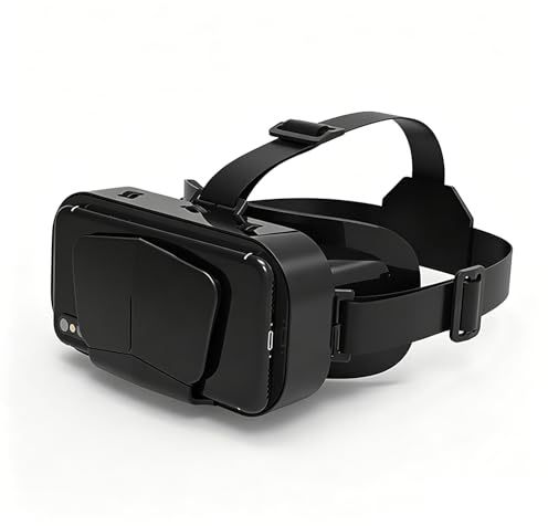 Visore VR, Occhiali Universali per Realtà Virtuale 3D con Panorama 360°, Distanza Interpupillare Regolabile, Protezione Degli Occhi, per Film E Giochi, per Schermi 4,7-7,2 Pollici,Black