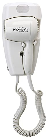 Jerdon Wall-Mount Hair Dryer - White Plug-in Hotel Style with 32 Power Cord - Wall Mounted JWM8C