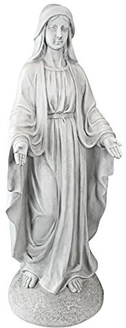 Design Toscano VG55436 Madonna of Notre Dame religiös trädgårdsdekor staty, 91 cm, polyresin, antik sten