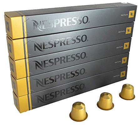 Nespresso Original Cápsulas de Café Volluto, 50 Cápsulas para Máquina de Café, Cafetera, Tueste Ligero, Mezcla Dulce y Afrutada