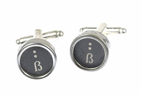 Miniblings Eszett Buchstabe Schreibmaschine Manschettenknöpfe - Handmade I Manschettenknopf Cufflinks Hemdknöpfe I schöne Holzbox inklusive - Eszett Buchstabe Schreibmaschine