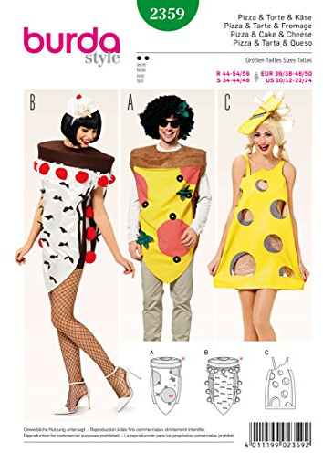 burda style Schnittmuster Damen & Herren Karnevalskostüm - Pizza - Torte - Käse #2359 Gr. 36-50 / Gr. 44-56