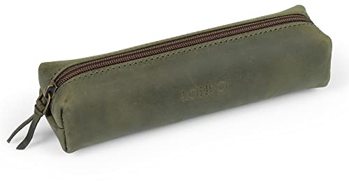 Londo Echtleder Federmäppchen mit Reißverschluss – Multifunktionales Bleistift Etui, Schlampermäppchen und Stiftetasche für Büro, Reise & Alltag