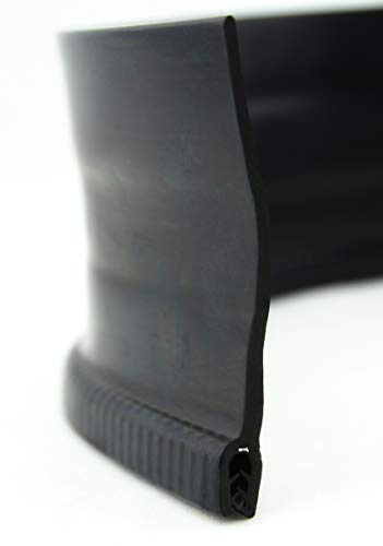 SMI-Dichtungsprofil DF22 für 2-4mm EPDM Vollgummi mit Stahleinlage selbstklemmend ohne Kleber - Kantenschutz mit Fahne oben Dichtung, Kantenschutzdichtprofil für Auto, Kofferraum (1 m)