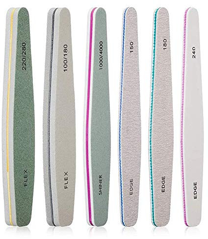 GeekerChip Lima Unghie Set Professionale[6 Pezzi],Lima Unghie Professionale a Doppia Faccia 150, 180, 240, 100/180, 220/280, 1000/4000