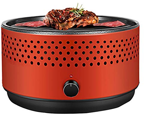 Moongiantgo Tragbarer Holzkohlegrill für den Außenbereich, integriertem verstellbarem Lüfter, antihaftbeschichtet, rauchfreies Design, für 2–4 Personen, Camping, Heckklappe, Picknick, 11,2*11,2*7,1cm