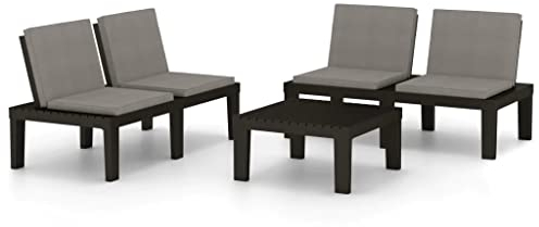 vidaXL Gartenmöbel 3-TLG. mit Kissen Gartenset Sitzgruppe Sitzgarnitur Gartengarnitur Lounge Gartenbank Bank Tisch Kunststoff Grau