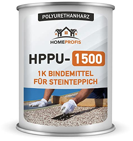 Home Profis® HPPU-1500 UV-stabiles 1K Polyurethanharz Bindemittel für Steinteppich Innen & Außen (1kg) – Transparent, ausreichend für 25kg Marmorkies