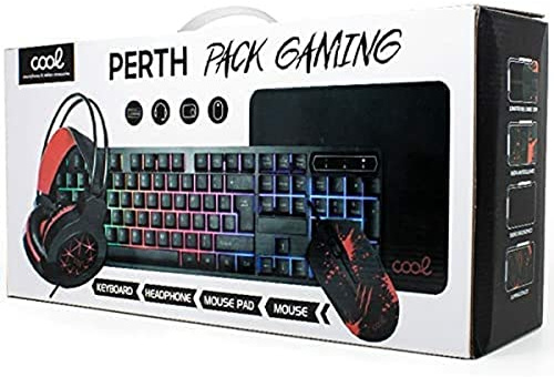 Cool Smartphones & Tablets Accessories Teclado Pack Gaming USB Español + Auriculares + Ratón + Alfombrilla Perth