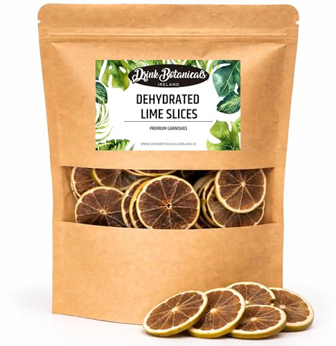 Dehydrated Dried Lime Slices | Lime Wheels | 90 + Slices Approx | 100% Natural No Added Sugars | For Cocktails, Wreath Making, Tea, Cakes, Decoration | Dried Limes For Cocktails | 3.5 oz | 100 Grams