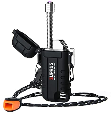 SUPRUS Wasserdichtes Feuerzeug Winddichtes Feuerzeug Arc Plasma Feuerzeuge USB-C Wiederaufladbar mit erweiterbarem und flexiblem Hals für Outdoor, Camping Küche