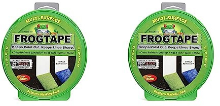 FROGTAPE Maler-Kreppband, 24 mm x 41,1 m, zum Aufhängen, für scharfe Linien und kein Auslaufen von Farben grün (Packung mit 2)
