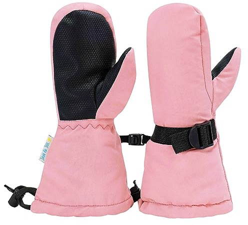JAN & JUL Girls Waterproof Mittens for Winter Snow (Dusty Pink, L: 6-8Y)