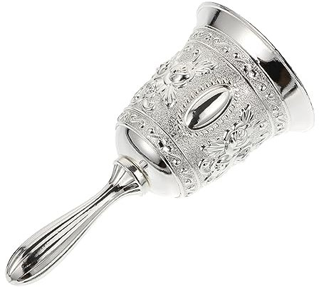 TOPPERFUN Weihnachtsglocke Silber Tischglocke aus Zinklegierung Metall Handglocke mit Klarem Signalton für Riegel Service und Restaurant Retro Glocke Handlich und Kompakt