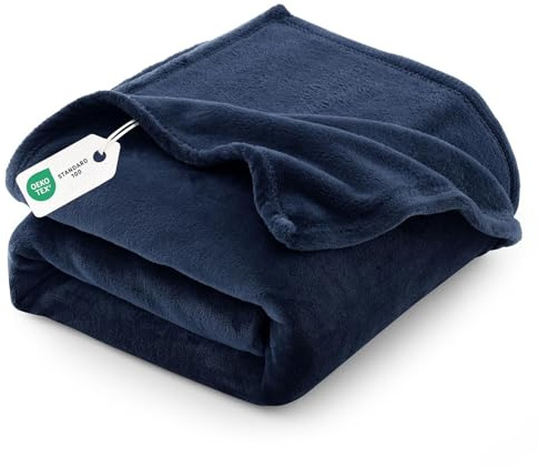 CozyLux Manta mullida para sofá, 150 x 200 cm, para 4 estaciones, suave, cálida, ligera, para sofá, cama, sofá, manta de forro polar, 150 x 200 cm, color azul marino