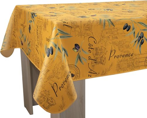 Le Linge de Jules Nappe Anti-Taches Provence Jaune - Rectangle 150 x 350 cm