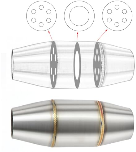 Auspuffrohr-Resonator, Schalldämpfer, DB-Killer, leiser Mittelrohr-Expansionskammer-Schalldämpfer, Geräuschbeseitiger, Deadener für Motorrad, ATV, UTV, Go Kart (A)