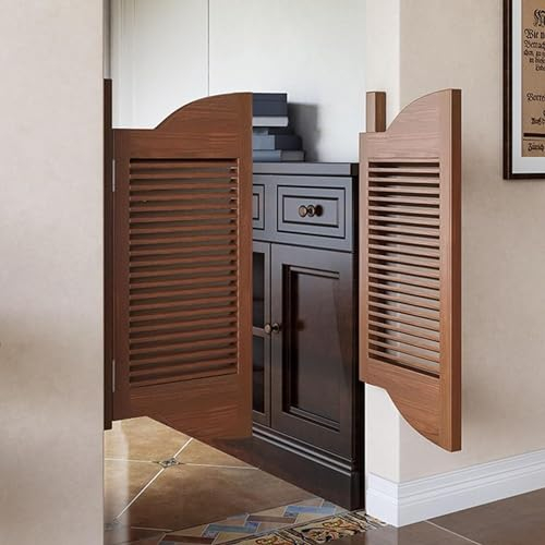 NAKEAH Diseño de contraventanas de Puertas de cafetería, Puertas batientes de Puerta arqueada, Interior de Puerta divisoria de Madera Maciza Retro (Color : Dark Wood, Size : 130cm (51 3/16))