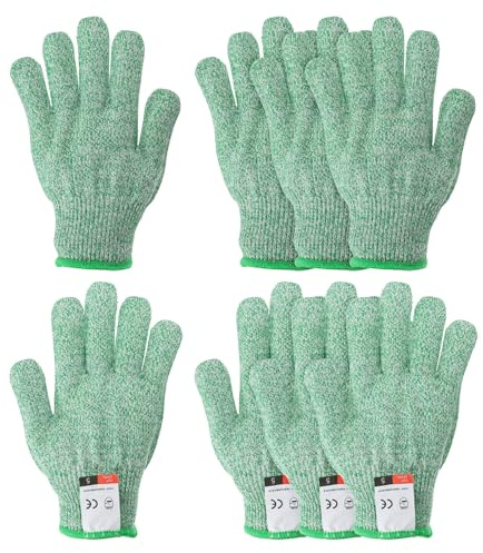 PATIKIL Cut Resistant Gloves, Small, Green, 4 Pair | Level 5 Protection, Anti Cutting Gloves, for Kitchen Wood Carving Working
