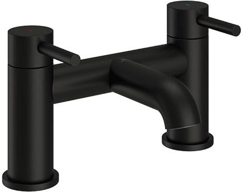 KINGBATH™ Bath Shower Mixer Tap Faucet with Shower Kit Handheld Shower Head Bathtub Bathroom Filler Sink Hot and Cold Solid Brass Modern Double Lever Handle Matt Black