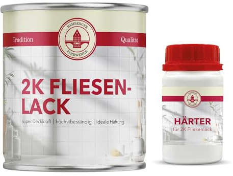 Bamberger Farbwerke 2K Fliesenlack matt 750 ml (Pastellgrün) | 2-Komponenten Fliesenfarbe für Bad und Küche – besonders belastbar auf Wand- und Bodenfliesen, matt, gut abwaschbar