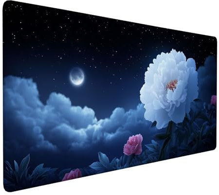 Tapis de Souris Gamer XXL 1200 x 600 x 3 mm,Noir Tapis Souris,Blanc Grand sous Main Bureau,Bords Cousus Mouse Pad,Base en Caoutchouc Antidérapante,Améliore la Précision et la Vitesse,Cadeaux Y-366