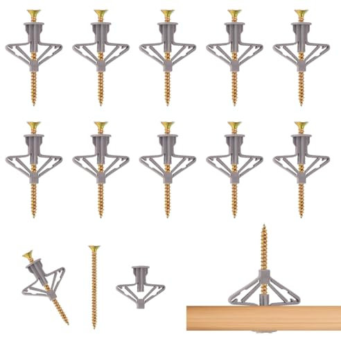 100 Pezzi Tassello a Cavità Farfalla, Tasselli per Cartongesso a Forma di Aeroplano Con Viti, Tasselli Muro Espansione Autofilettanti a Forma di Farfalla Per Cartongesso, Calcestruzzo