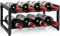 AKOZLIN Metal Wine Racks 2-Tier Stackable 8 Bottle Iron Wine Bottle Holder Stands Tabletop Free Standing Storage Wine Organizer Display Shelf for Kitchen, Pantry, Cellar, Bar