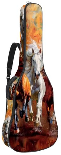 Bunte Herzen im Kritzelei-Stil, dick gepolstert, wasserdichte Gitarrentasche für 101,6 cm, 104,5 cm, 106,7 cm (40 Zoll), Mehrfarbig 04, 42.9x16.9x4.7 in, Lässiger Tagesrucksack
