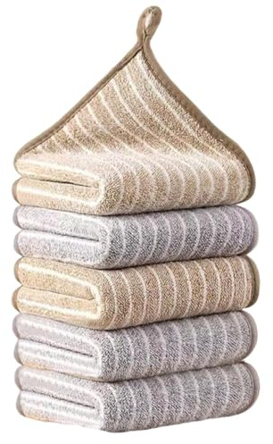 Paños de Cocina para Lavar | 5 paños de Cocina de algodón, Trapos de Cocina Gruesos para Platos, paños de Cocina multifuncionales, Toallas de Cocina y absorbentes de Secado rápido para Cocina